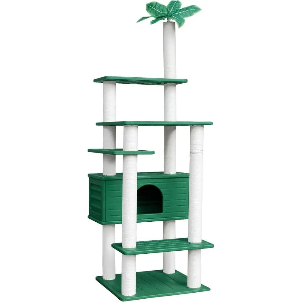 Albero per Gatti a 74 Livelli per Esterni con Pannelli in PVC e Tiragraffi, Adatto per Uso Interno ed Esterno