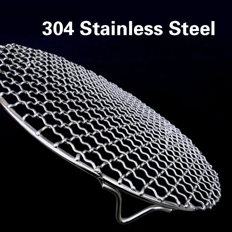 304 Stainless Steel Round Grill Net with Foot Barbecue BBQ Meshes Cooling Steam Rack Baking Rack Camping Outdoor Mesh Wire Net