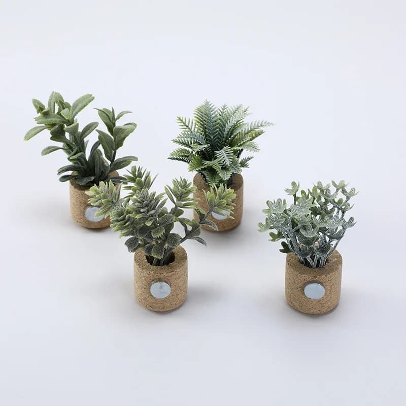 Green Plant Artificial Embellished Pot Plant Miniature Model Refrigerator Sticker Home Desktop Decoration Figurine Handicraft