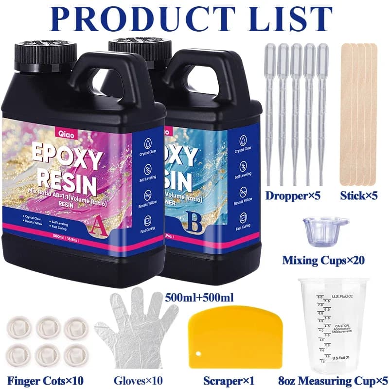 Kit Resina Epossidica Lucida a Polimerizzazione Rapida e Resistente al Calore per Arte, Gioielli, Piani di Mobili e Artigianato Fai-da-te