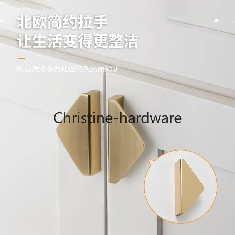 Maniglia per Armadio LKL in Rame Puro, Stile Nordico Moderno, Pomello per Cassetto, Maniglia Invisibile Triangolare in Ottone per Cucina