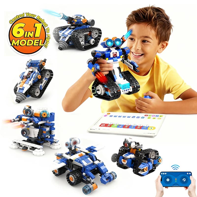 Apitor APP Control STEM Robot Kit Giocattoli Regali per bambini, Set di esperimenti scientifici per edifici educativi, Giocattoli robotici per codifica tecnica