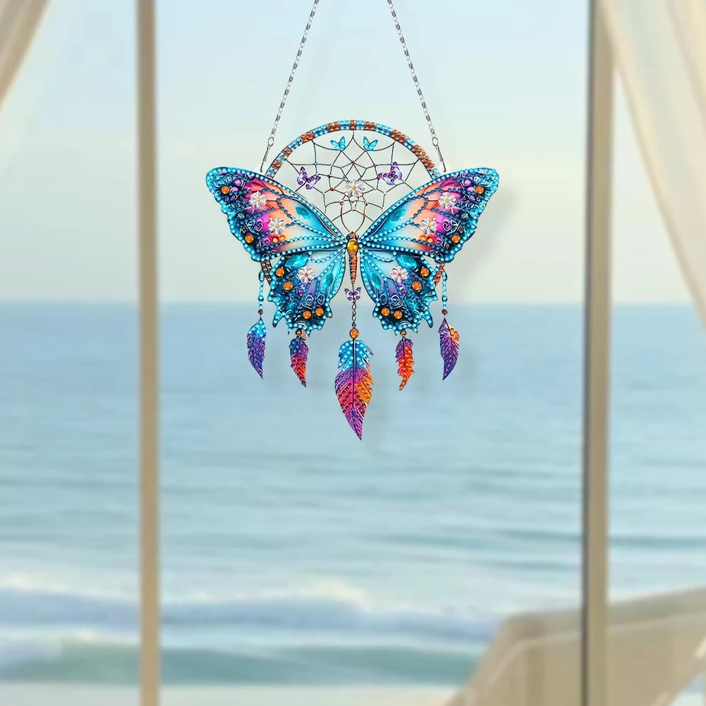Wing Dream Catcher Rhinestone Diamond Art Pendants DIY Diamond Art Pendant Kit Diamond Painting Hanging Pendant for Art Crafts