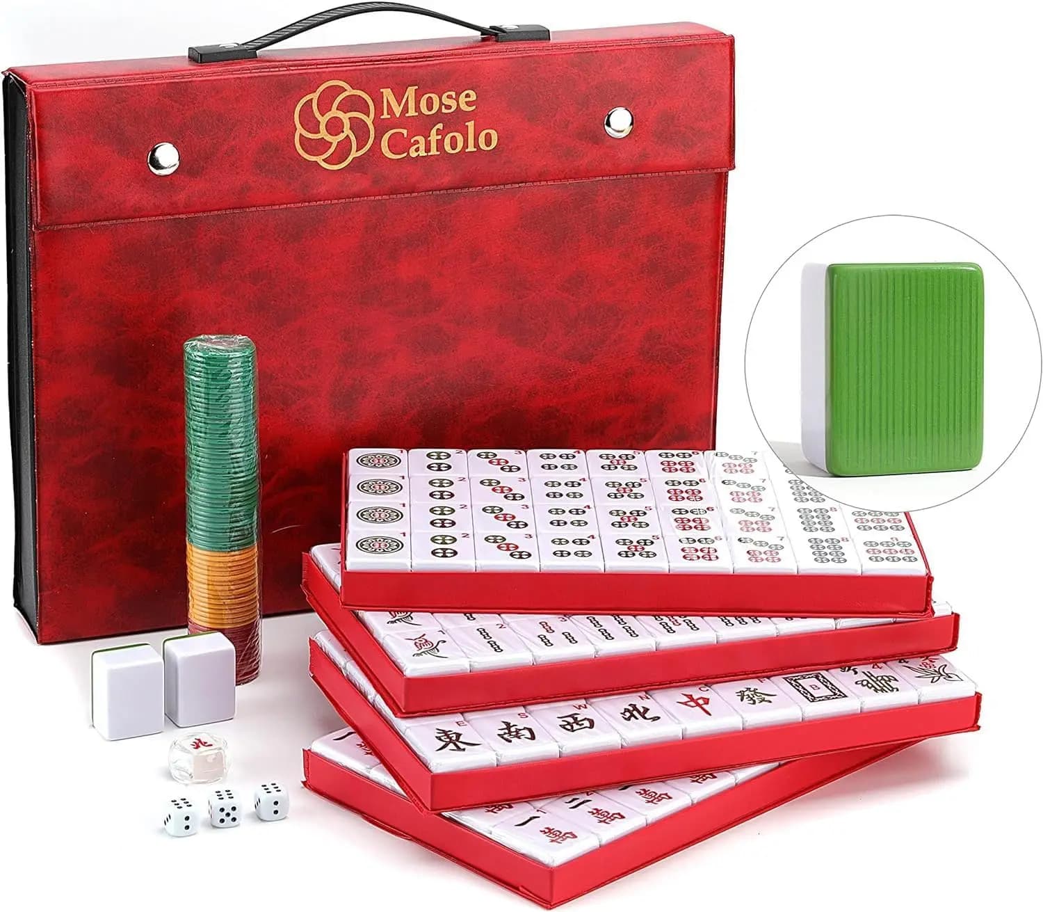 Set di Mahjong Cinese Numerato da 146 Pezzi con Valigetta da Viaggio, Tessere Complete di Majiang per Adulti