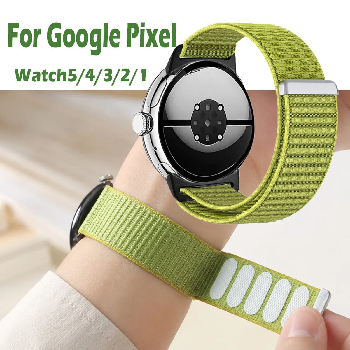 Nylon Loop Sport Bands for Google Pixel Watch 5/4/3/2/1 45mm 41mm Band Hook&Loop Soft Breathable Replacement Bands for Women Me