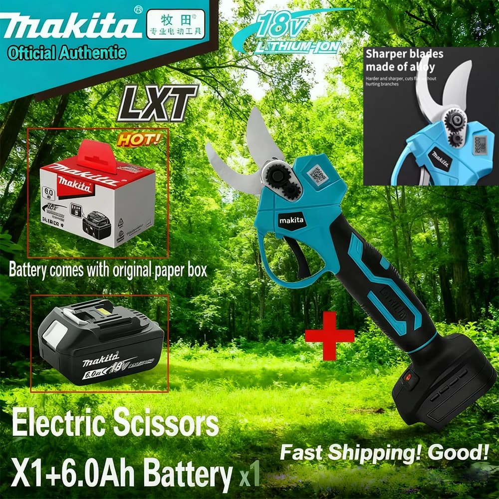 Makita Brushless 18V Electric Pruning Shears Scissors Multifunctional Fruit Tree Branch Cutter Garden Tool for Home Gardeners