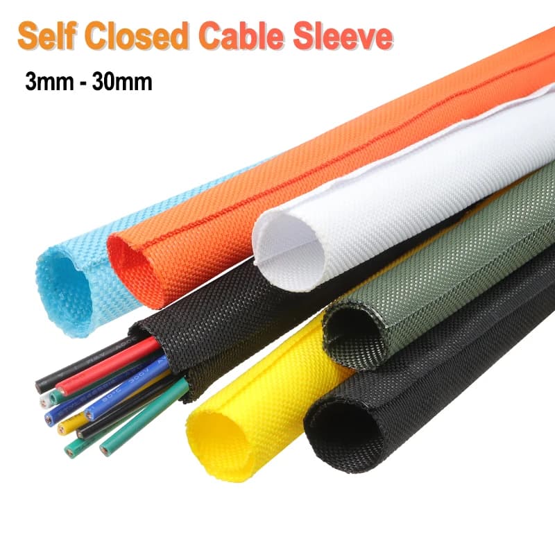 2/5/10M Self Closed PET Expandable Cable Sleeve 3mm - 30mm Car Line Wrap Protect Auto Wire Organizer Flexible Loom Split Sleeved