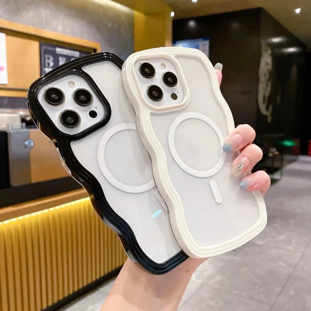 Custodia Magnetica Ondulata Colore Caramella per iPhone 17 Pro Max 16 Plus 15 11, Cover Trasparente Antiurto per iPhone 13 12 14