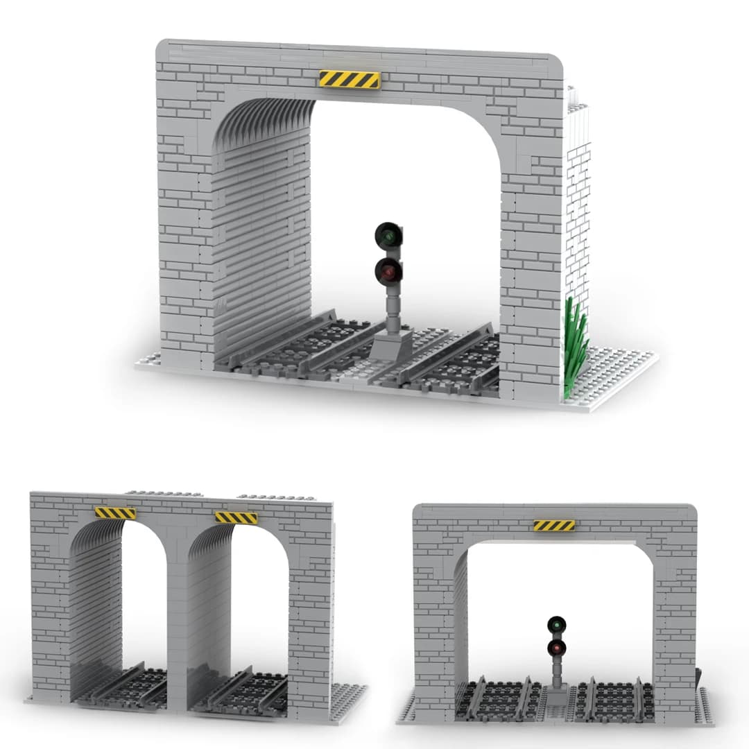 MOC Creativo Treno Tunnel Building Block Modello Grotta Simulazione Pista di Trasporto Ferroviario Giocattoli di Mattoni per Ragazzi