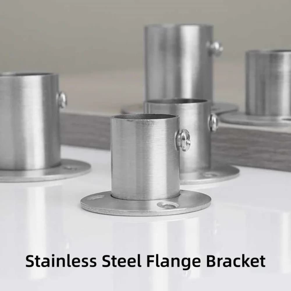 Wardrobe Hanger Rod Fixing Flange Bracket 19‑32mm Stainless Steel Buckle Seat Crossbar Hook Flange Base Closet Clothes Rail