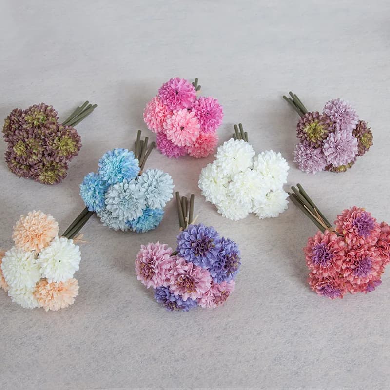 6 pezzi di seta simulazione fiore champagne ping pong crisantemo palla di tarassaco artificiale crisantemi decorazione uditorio