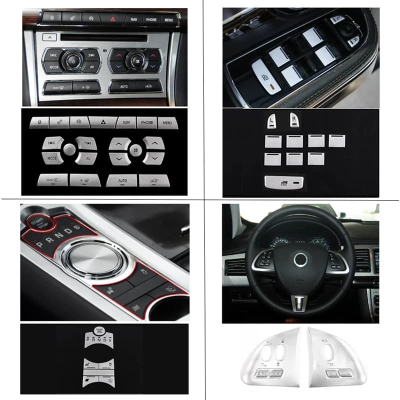 For Jaguar XF Sticker Gear Button Accessories For Interior Car Parts X250 Console Central Button Cover from 2010 to 2015