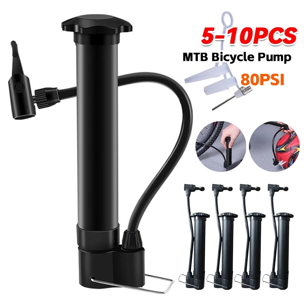 80PSI MTB Bicycle Pump Schrader Valve Bike Manual Air Pump Lightweight Bicycle Floor Pump for MTB Tires Balls Balloons