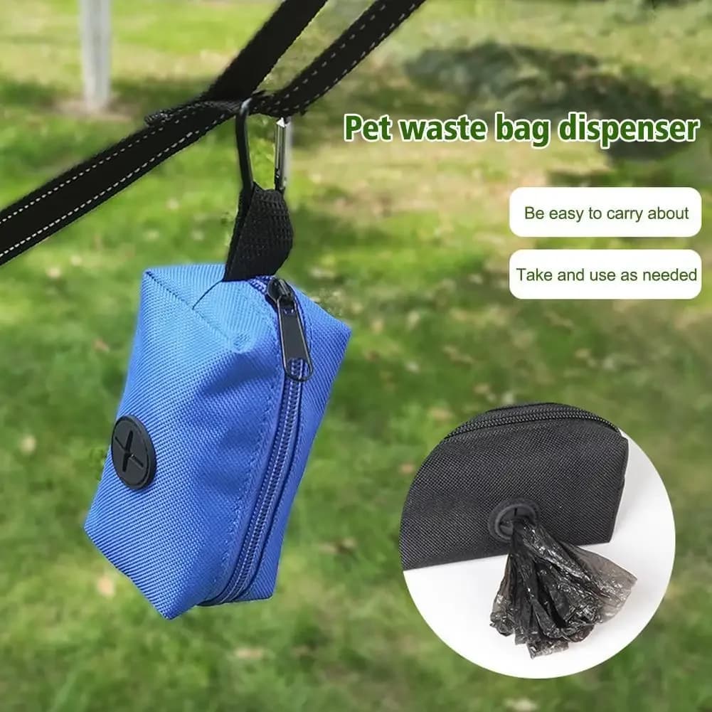 Porta sacchetti per cacca di cane per guinzaglio Dispenser per sacchetti di rifiuti per cani Tessuto per cuccioli Porta vasino Custodia piccola con cerniera per cagnolino con moschettone