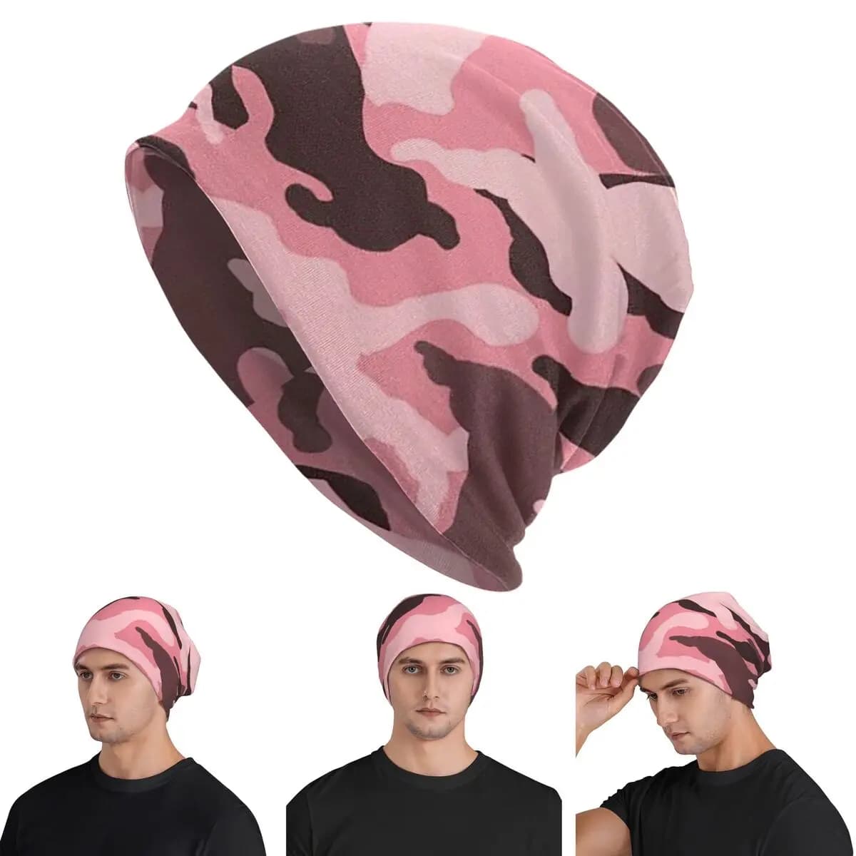 Camo Print Pink Camouflage Men Women Adult Beanies Caps Knitted Bonnet Hat Warm Hip Hop Autumn Winter Outdoor Skullies Hats