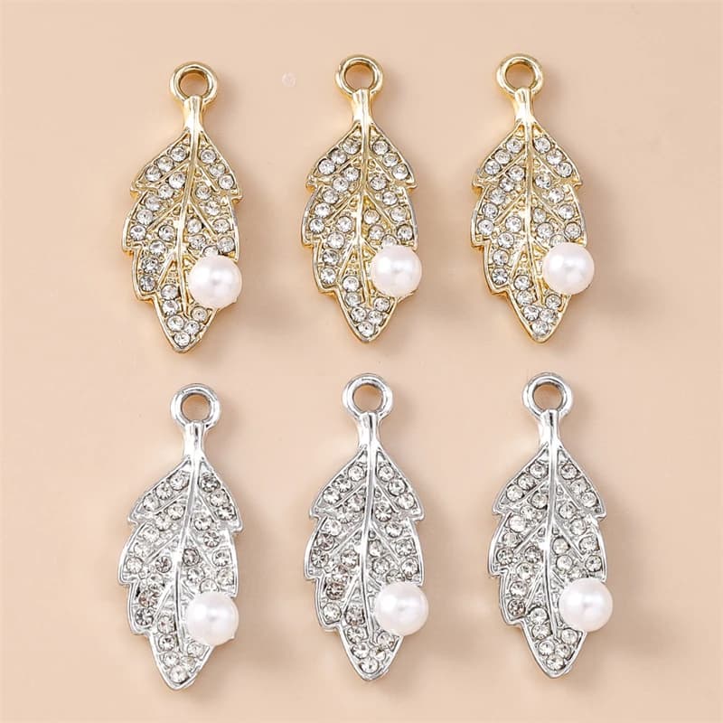20 Pezzi Ciondoli a Forma di Foglia in Lega di Cristallo 10x26mm per Creazione di Gioielli, Collane, Orecchini, Bracciali, Accessori Fai-da-Te, Regali
