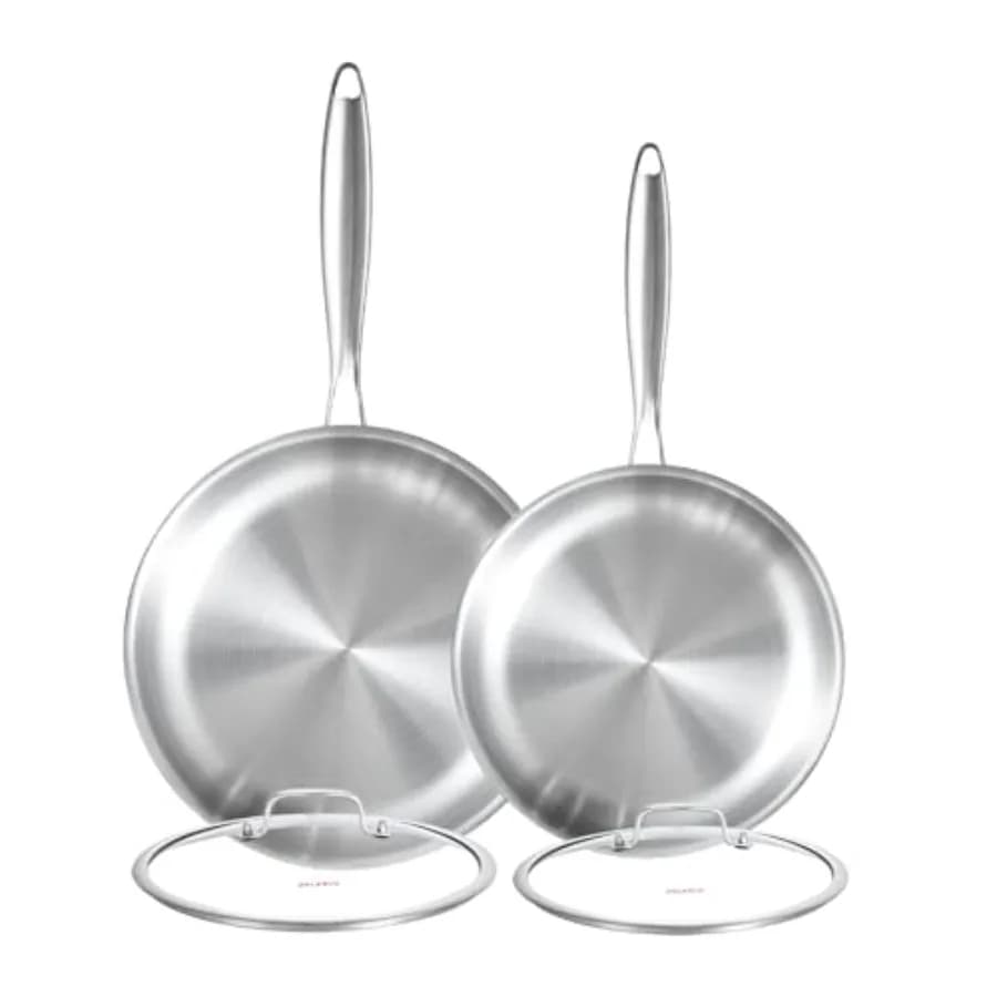Set of triple layer stainless steel pans with lid, large induction pans, set of cookware and pans, Suita kitchen pots set