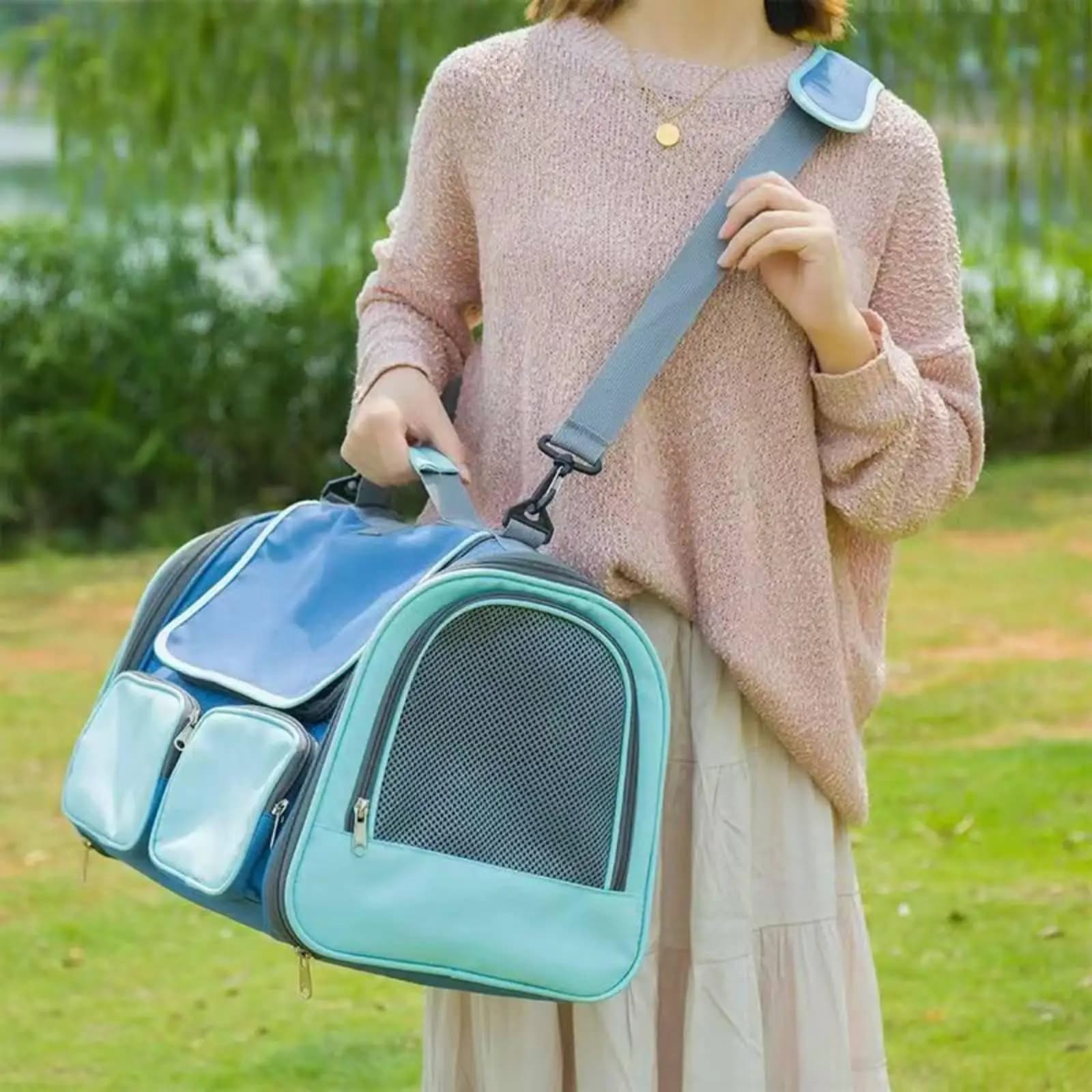 Industrial Container Pet Carrier Bag Collapsible Mesh Dog Sling Carrier Storage Portable Case for Small Pets