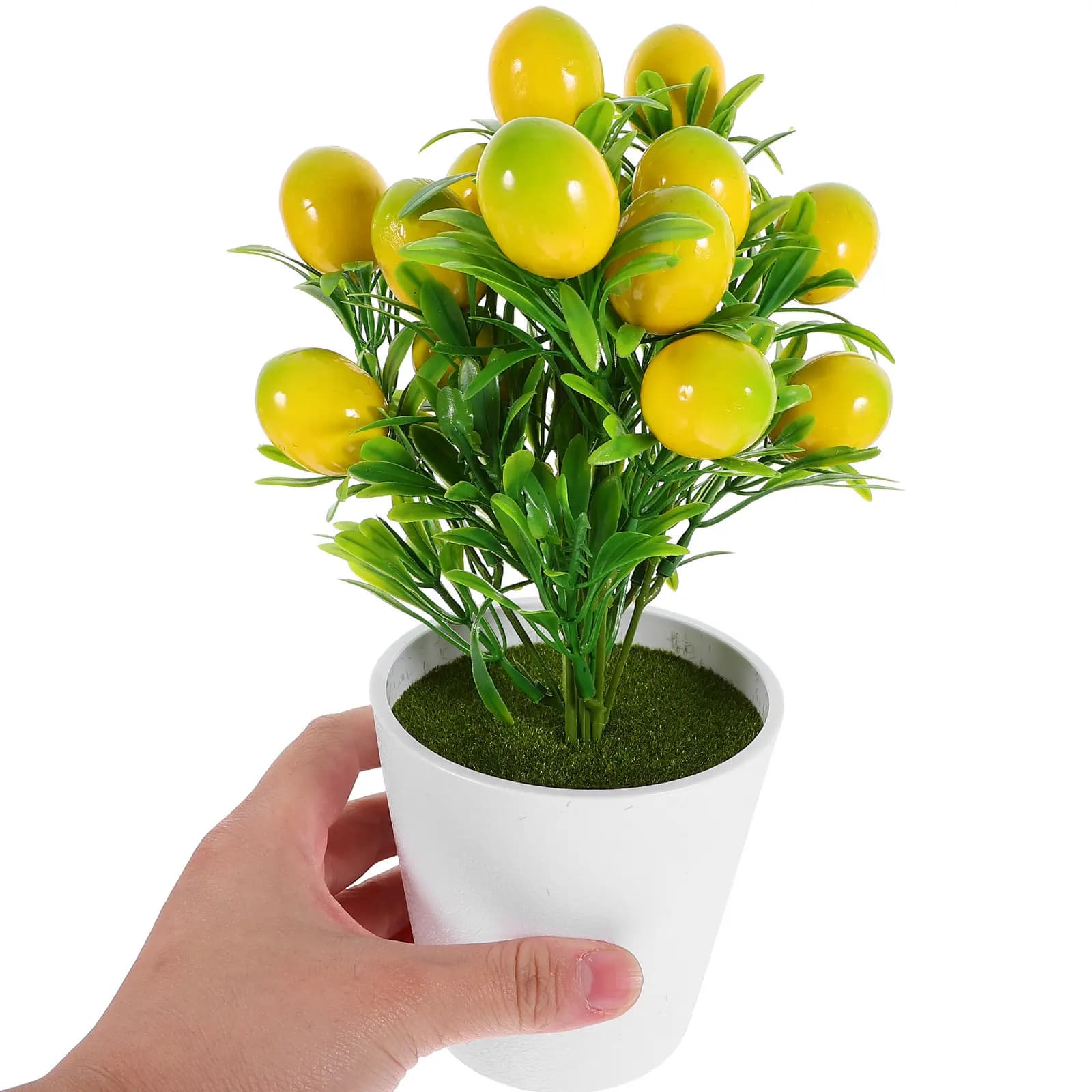 Set of Artificial Lemon Rams in Vase, Simulated Plant with Fruits, Realistic Bonsai for Table Decoration, for Interior and Exterior