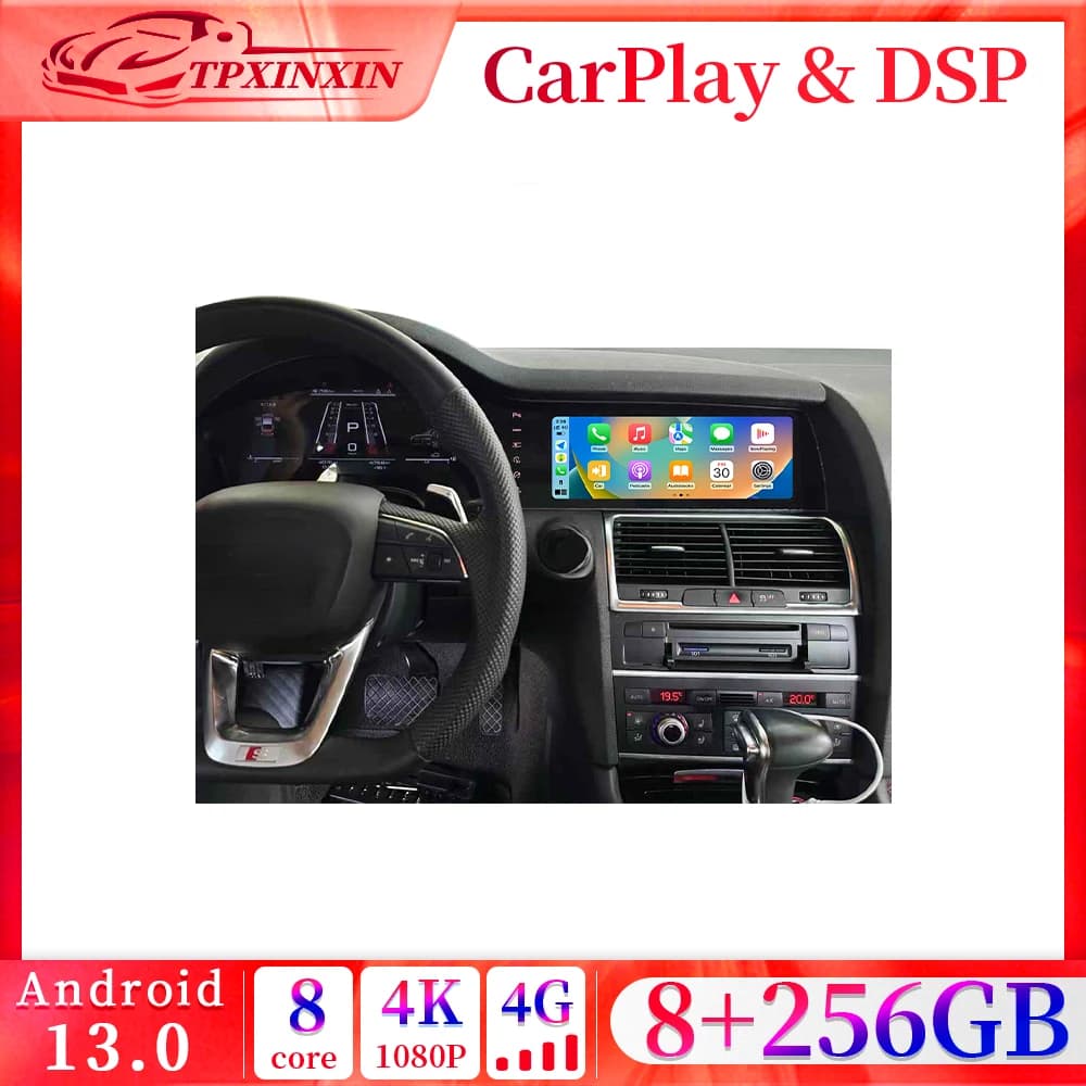 8+128G Android 13 Touch HD Screen Car Multimedia Player 10.25/12.3” for Audi Q7 2006 - 2015 GPS Navigation Carplay Radio Stereo