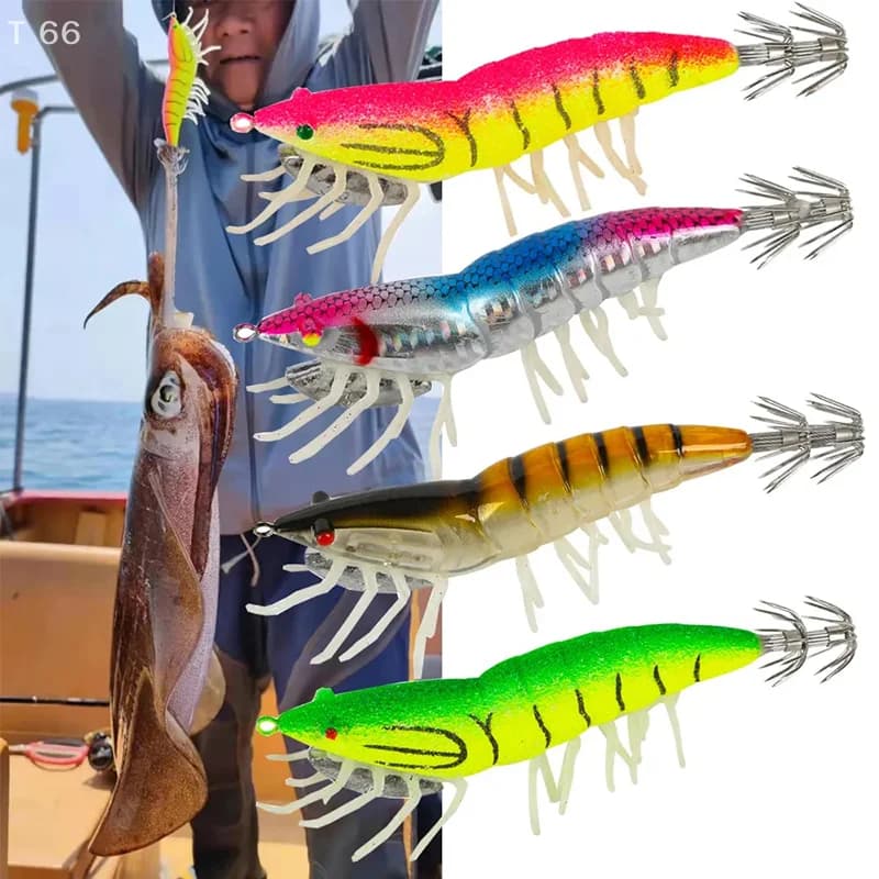 1 pz Luya Bait Calamari bionici Esche morbide - Attrezzatura da pesca artificiale in mare che si illumina al buio - Cattura varie specie di pesci