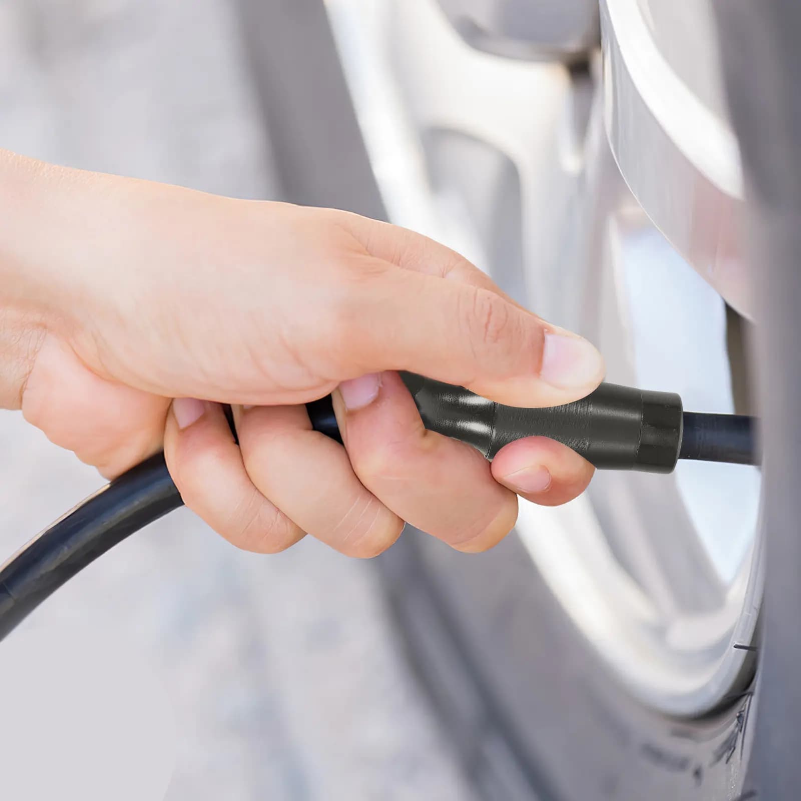 Tire Pressure Gauge Chuck Inflator Air Car Kit Compressor Attachment Threaded Button Locking Quick Connect Black 125mm
