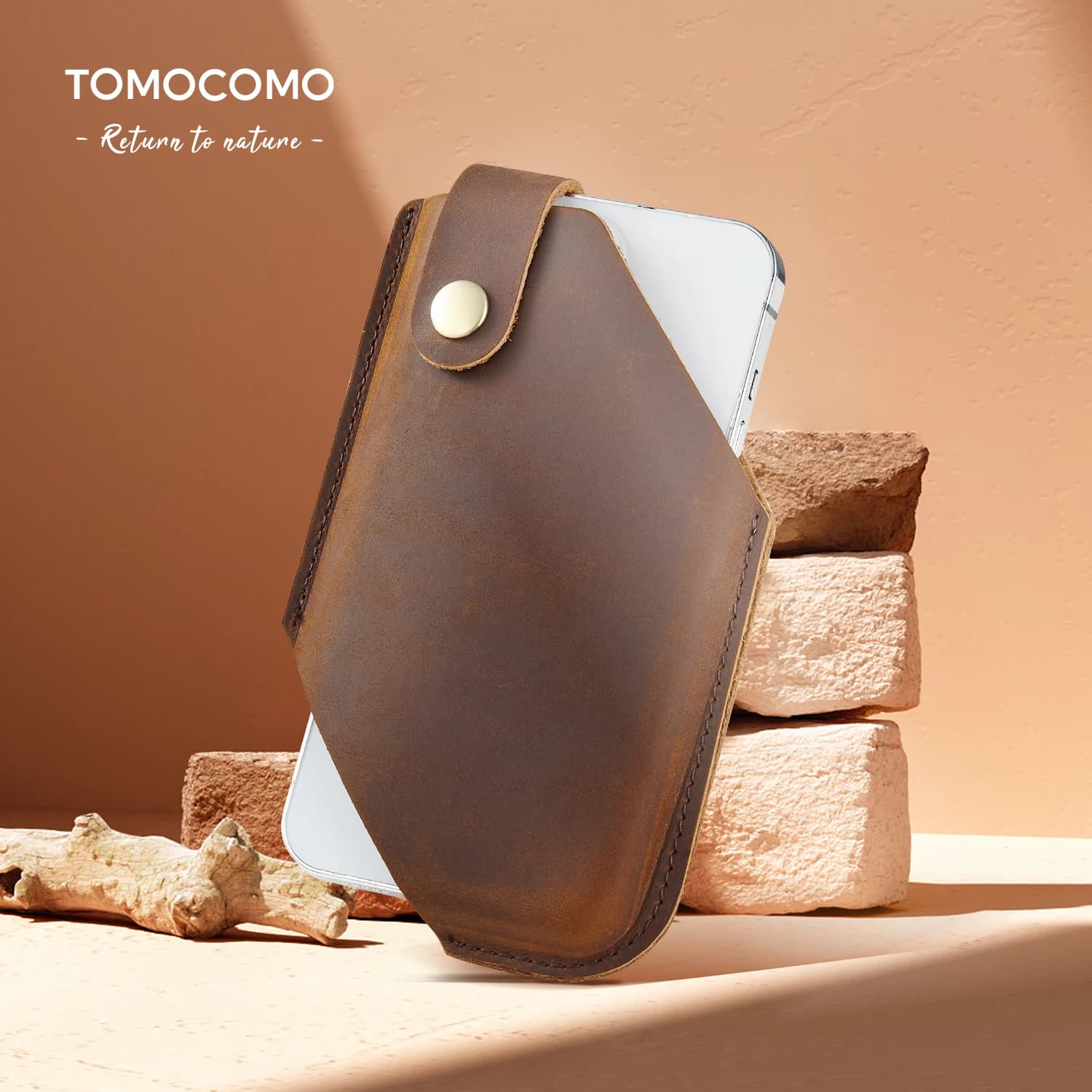 TOMOCOMO Crazy Horse custodia per cellulare a tracolla personalizzata in vera pelle per marsupio da 6.7 pollici borsa da cintura per telefono Casual da uomo
