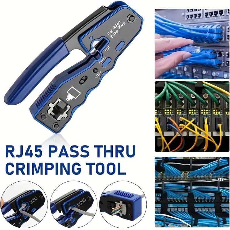 1pc RJ45 8P Passaggio Attraverso Strumento di Crimpatura-Gestione del Cavo Ethernet All-in-One Per Cat5 Cat5e Cat6 Cat6a Cavo Ethernet Crimpatrice Strumento