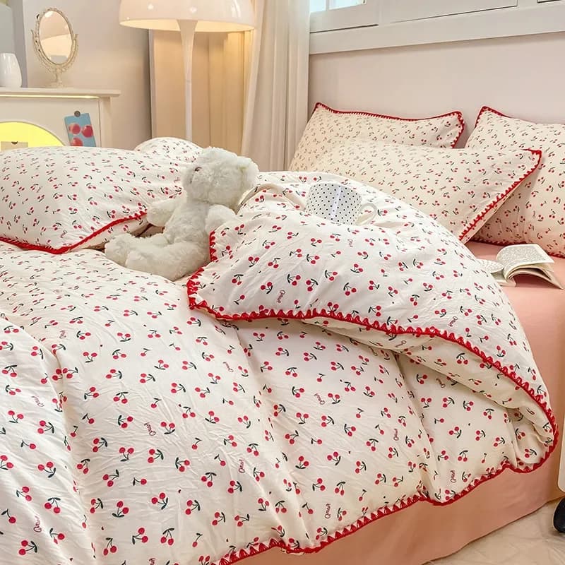 Bed linen set 28 colors without filler purple tulip fashion duvet duvet flat pillowcase girls boys bed linen single