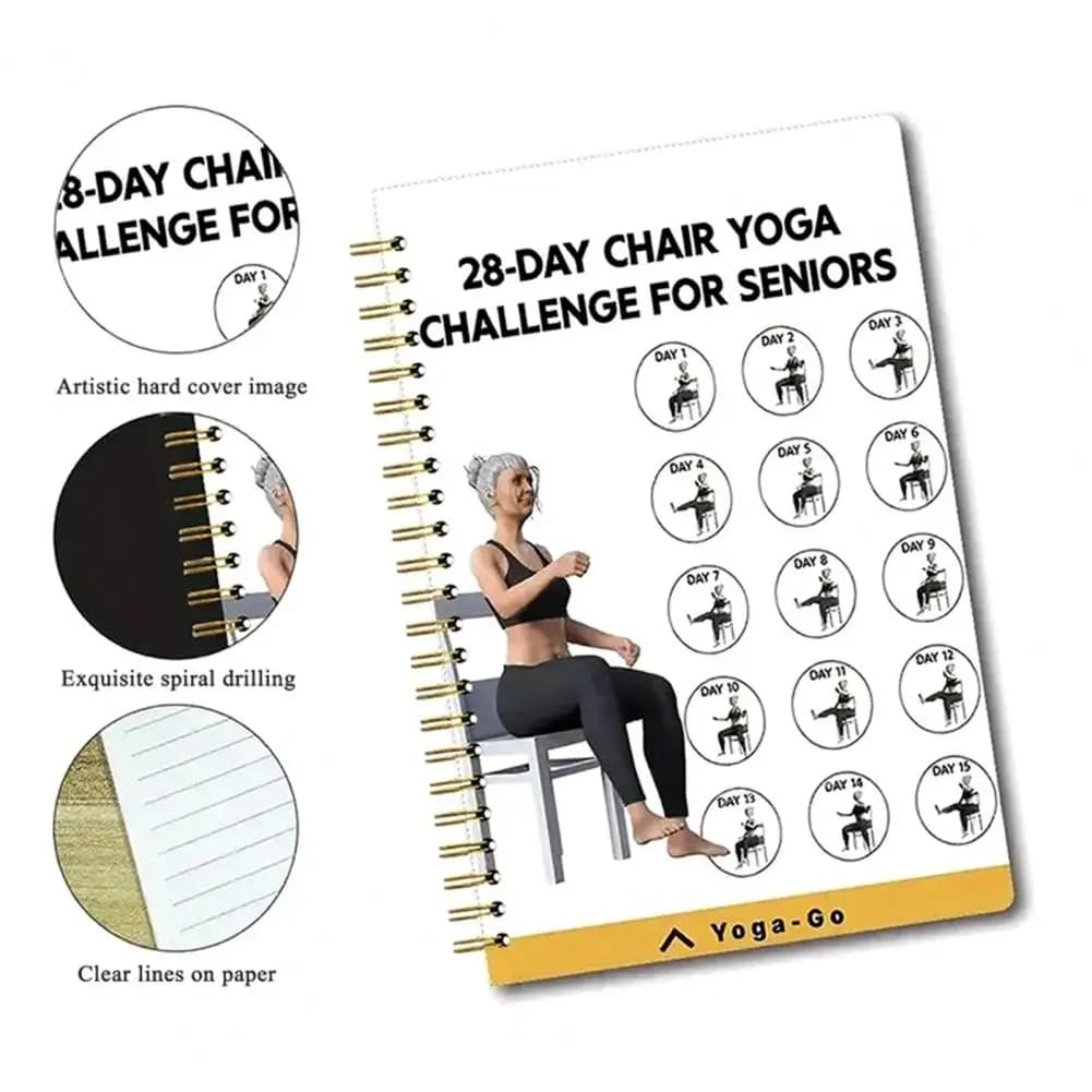 Agenda in carta spessa, sedia per notebook con scrittura liscia, pacchetto fitness per yoga, per anziani, taccuino sfida da 28 giorni, parete in tela per la casa