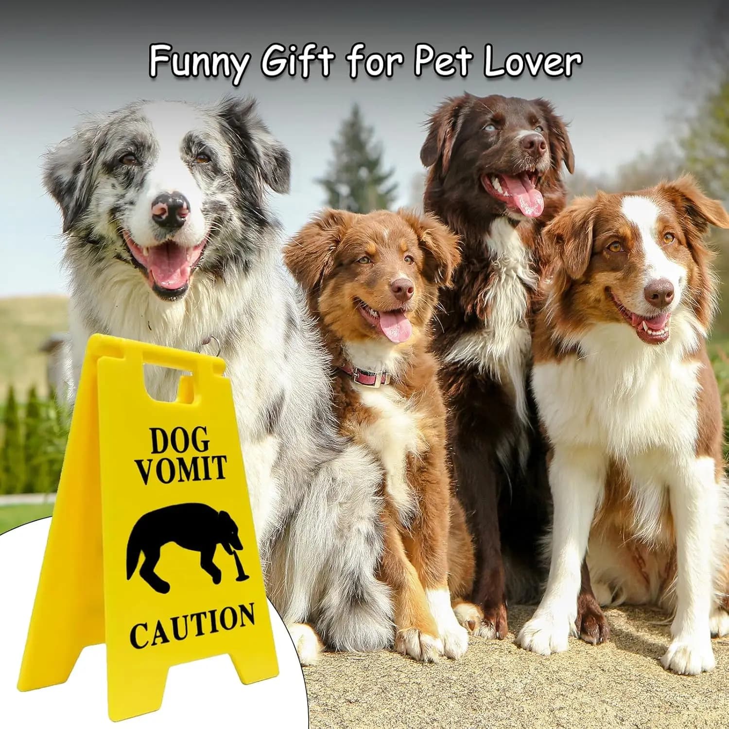 Logo Vomito per gatti (pavimento bagnato) - Segnale di avvertenza giallo brillante per lettiere, materiale PP durevole, cartello di avvertimento per lettiera per gatti