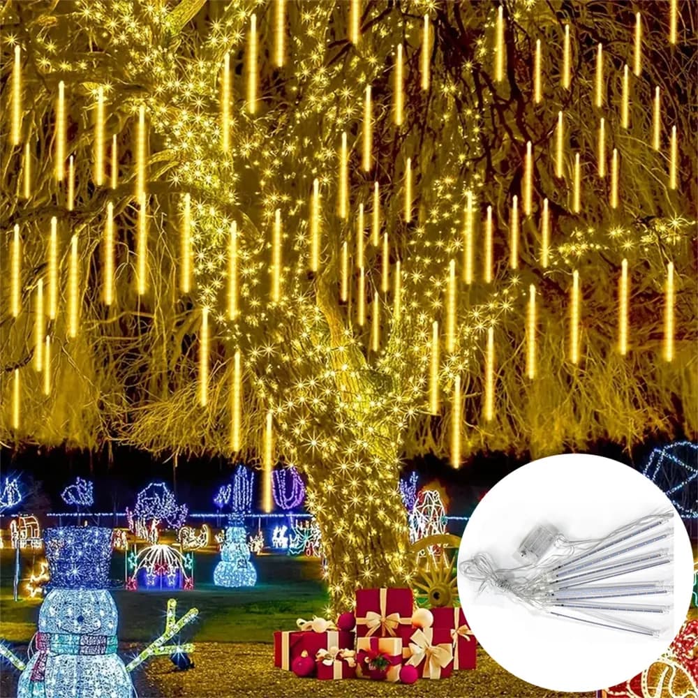 Luci a Stringa LED a Forma di Pioggia di Meteore per Decorazioni Esterne, Matrimoni, San Valentino, Ramadan, Alimentazione a Batteria 2026