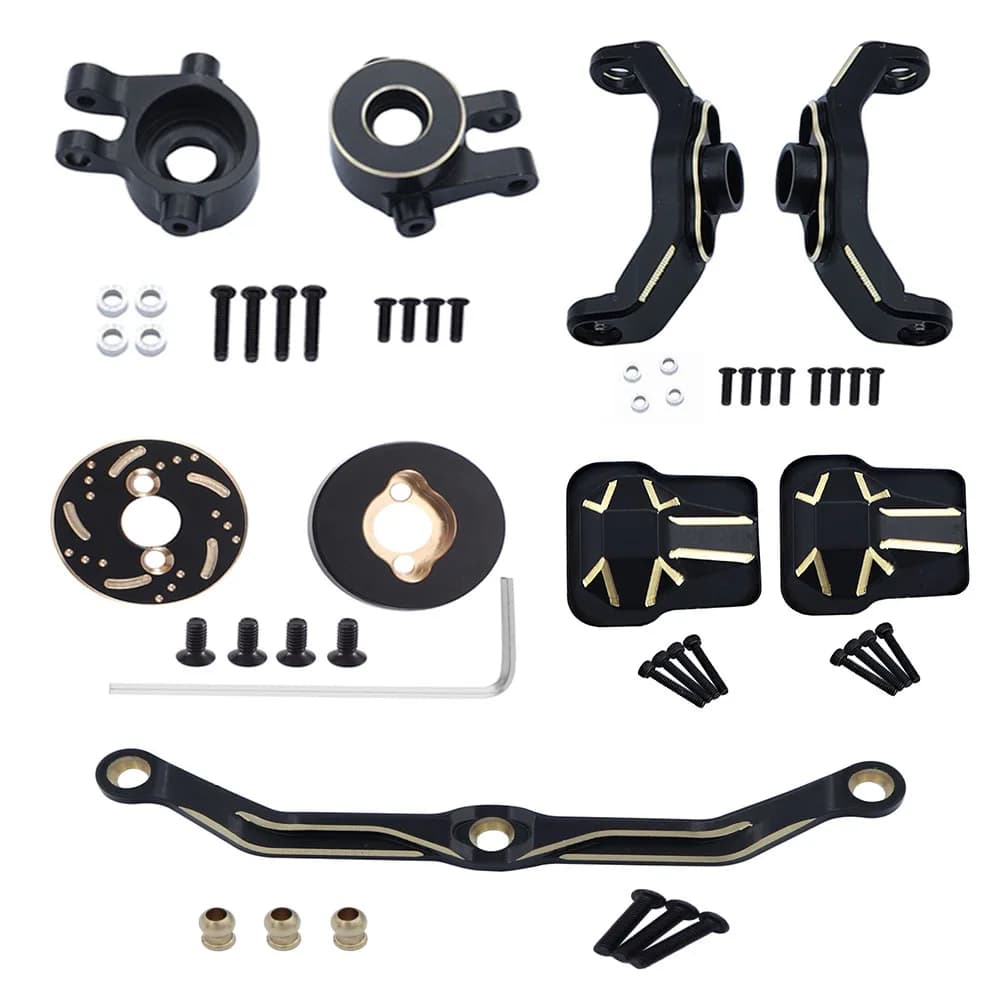 Nero CNC Ottone Assale Contrappeso Blocco di Collegamento Sterzo Knuckle C-Hub Diff Copertura per 1/18 RC Crawler Axial TRX4M Parti di Aggiornamento