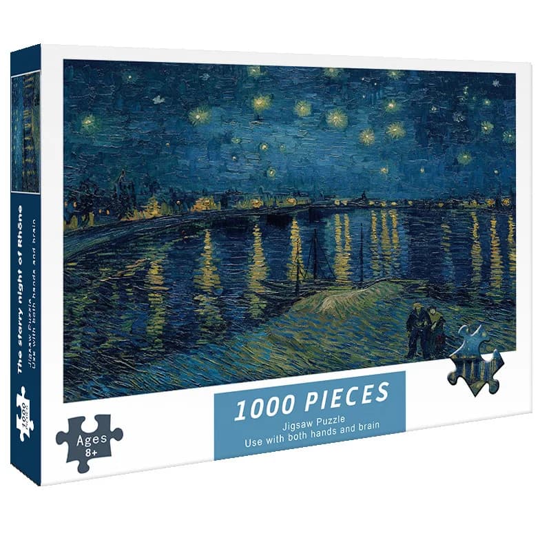 Puzzle a colori di carta per adulti per bambini 1000pss Rhone River Starry Night, giochi divertenti ed educativi decorazione della casa Display da parete
