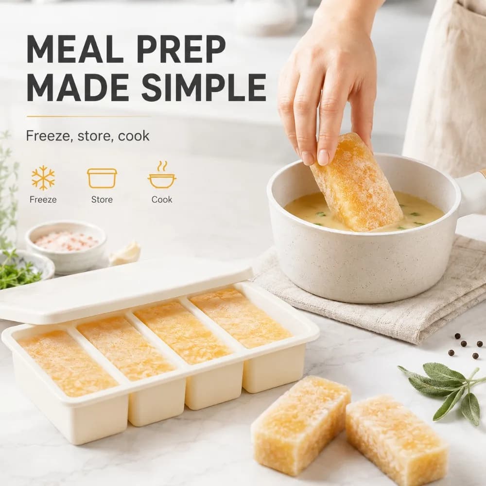 Set da 1/3 Pezzi: Contenitore in Silicone per Alimenti con Coperchio, Impilabile e Resistente, Ideale per Zuppe, Brodi, Salse e Preparazione Pasti in Cucina