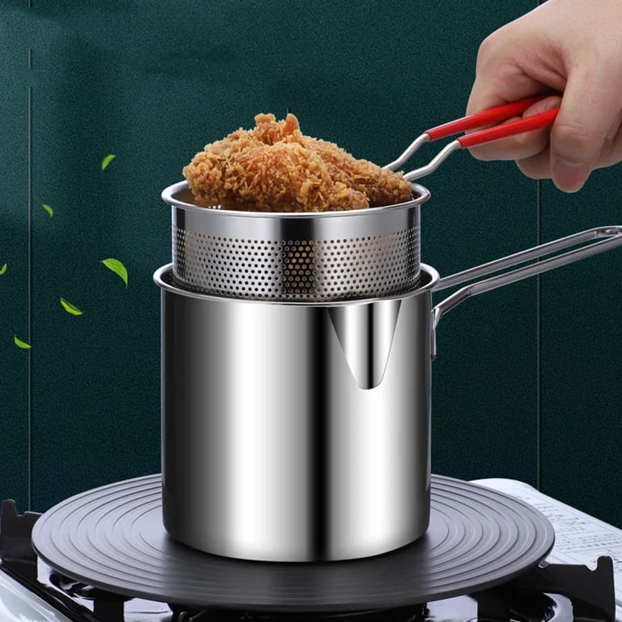 CANBOUN CANBOUNS Stainless steel fryer with frying basket Small multifunctional kitchen pot specific for frying chicken and other