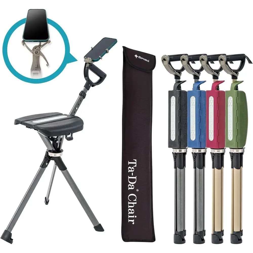 Bastone da Trekking Pieghevole con Sedile Integrato, Supporto Leggero per Escursionismo, Facile da Riporre e Trasportare, Antiscivolo