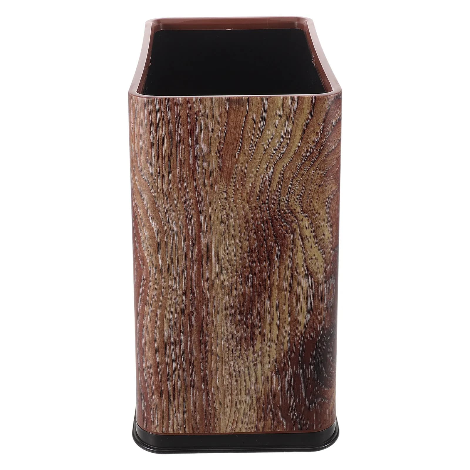 Wood Grain Slim Trash Can Vintage Imitation Plastic Garbage Bin 12x11x7 Inches Floor Wastebasket for Kitchen Bathroom Hotel
