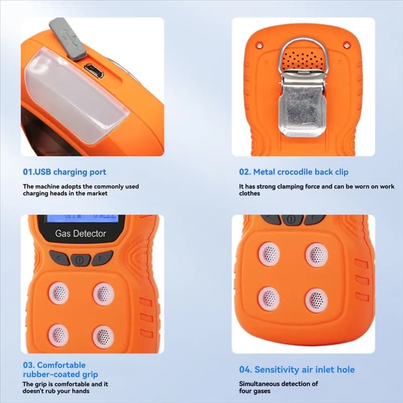 Rilevatore di gas portatile CQMF-4-in-1 Rilevatore di gas 4 in 1 per ossigeno, combustibili, solfuro di idrogeno, monossido di carbonio Spina americana