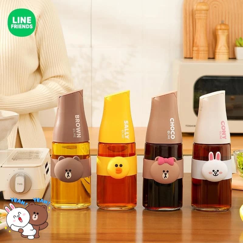 LINE FRIENDS Brown Cony Sally, simpatico contenitore in vetro per olio a tema anime, kawaii, per cucina, barattolo per spezie, regalo, all'ingrosso