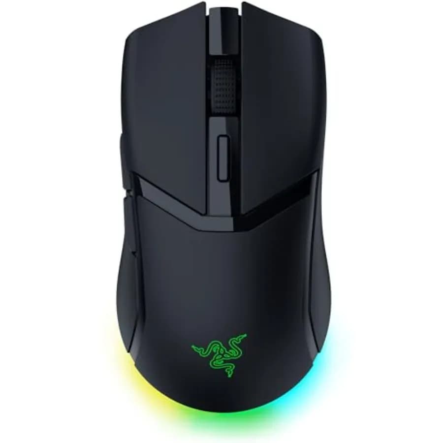 Mouse da gaming per PC e laptop, corpo leggero in plastica nera con illuminazione RGB e 9 controlli personalizzabili, ottico.