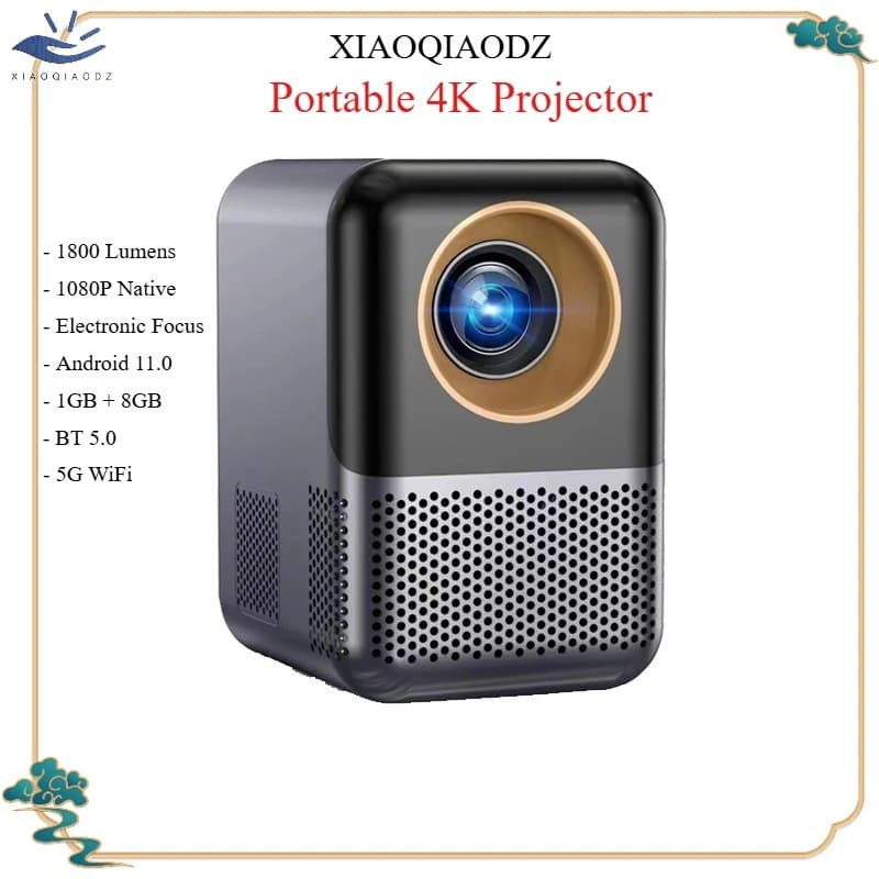 XIAOQIAODZ Proiettore portatile 4K Home Theater Console per videogiochi Mini TV 8K 1080P Smart Phone nativo Android Smart LED Wifi BT