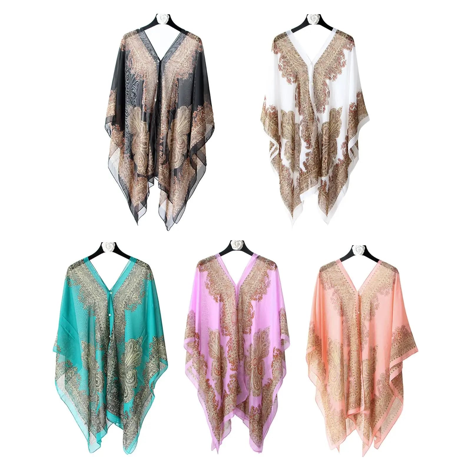 Beach slides with sun protection Summer beach Sexy women's fashion scarf Chiffon wide shirt Solar protection Comfortable warm poncho