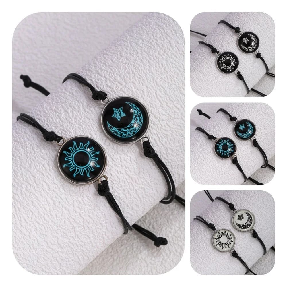 Set di Braccialetti Intrecciati Creativi per Coppie con Design Luminoso di Luna e Sole, Gioielli Senza Tempo per Occasioni Romantiche