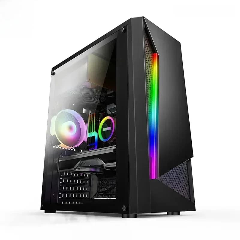 aotesier pc gaming i9 i7 computer striscia luminosa acrilica pannello frontale alimentatore superiore lato telaio trasparente gioco atx host box