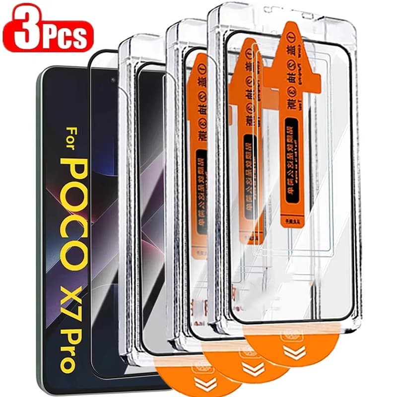 3PCS Dust Free Temeperd Glass For Poco X7 Pro X6 X5 X4 X3 NFC F7 F6 F5 F4 F3 M7 M6 M5 M4 M3 M2 Pro 4G 5G C65 Screen Protector