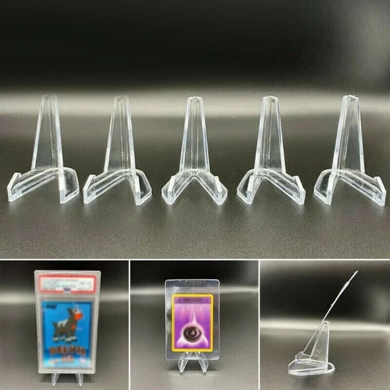 Acrylic Coin Display Stand 10Pcs Clear Holders Small Easel Rack Trading Card Toploaders Holder Clear Support For Kpop Idol Card