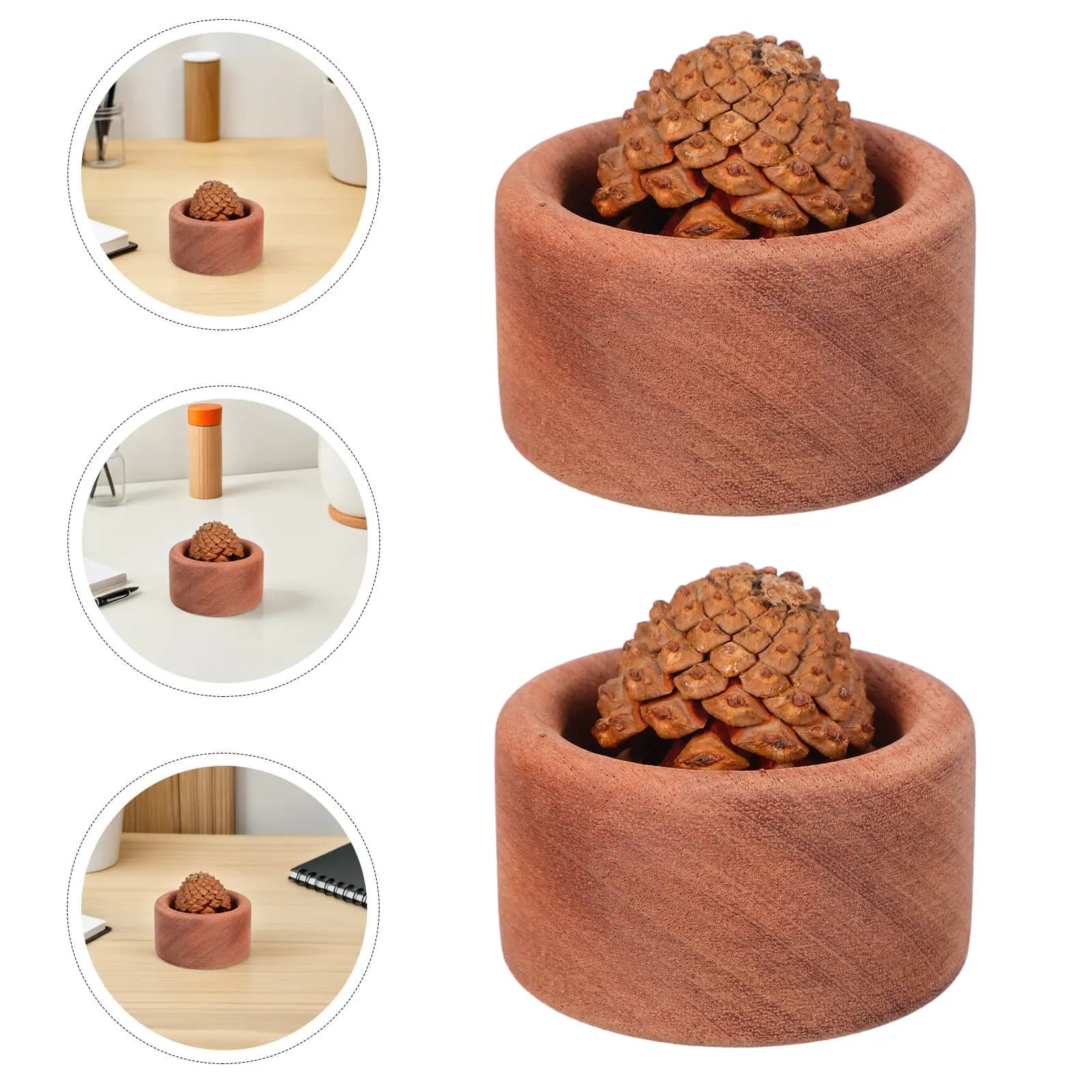 Set di 3 Diffusori di Oli Essenziali in Legno, Compatti e Rotondi, Diffusori Passivi per Aromaterapia, Portatili per Casa, Auto, Ufficio, Fragranza Naturale