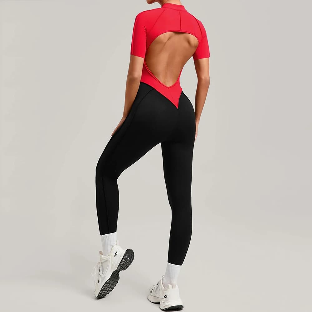 Tute da donna Tuta intera a maniche lunghe Set da yoga Abbigliamento da allenamento per palestra Tuta fitness a blocchi di colore Tuta sportiva