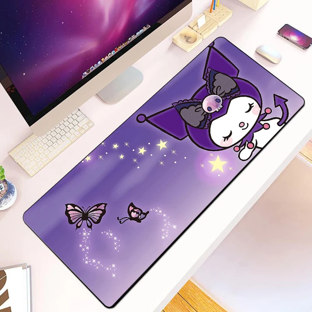 Cute Pink My Melody Kuromi Mousepad Print HD Computer Players Locking Board Non-slip mouse pad XXL90x40cm Keyboard PC Desk Mat